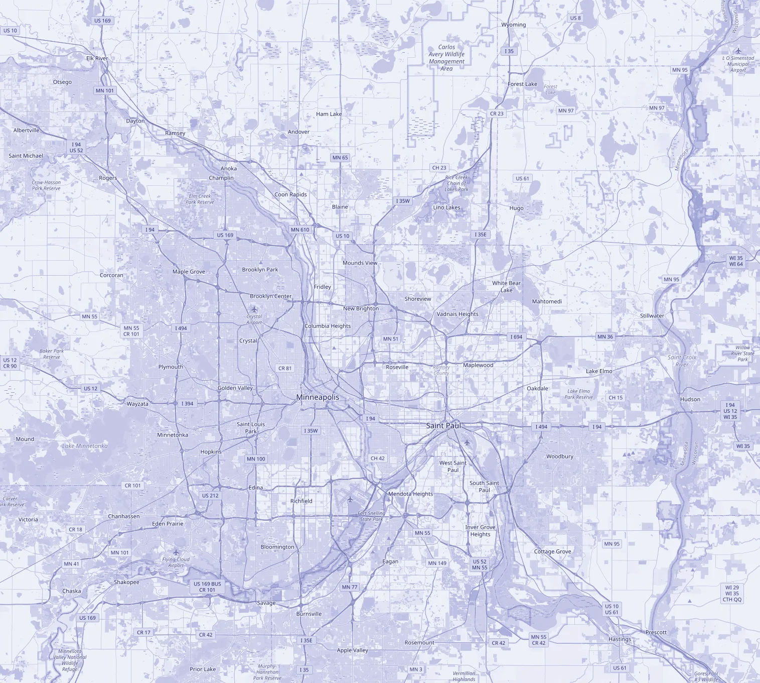 Map of the Twin Cities showing the 7 Boba X stores