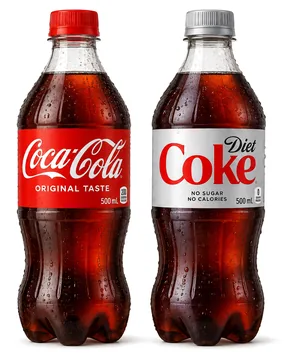 Bottles of Coca-Cola and Diet Coke