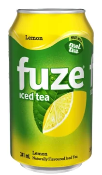 A can of Fuze lemon iced tea