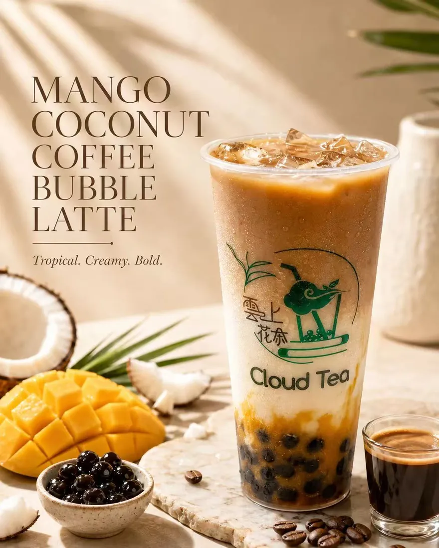 Mango Coconut Coffee Bubble Latte — Tropical. Creamy. Bold.