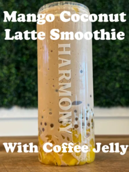 Mango Coconut Latte Smoothie with Coffee Jelly