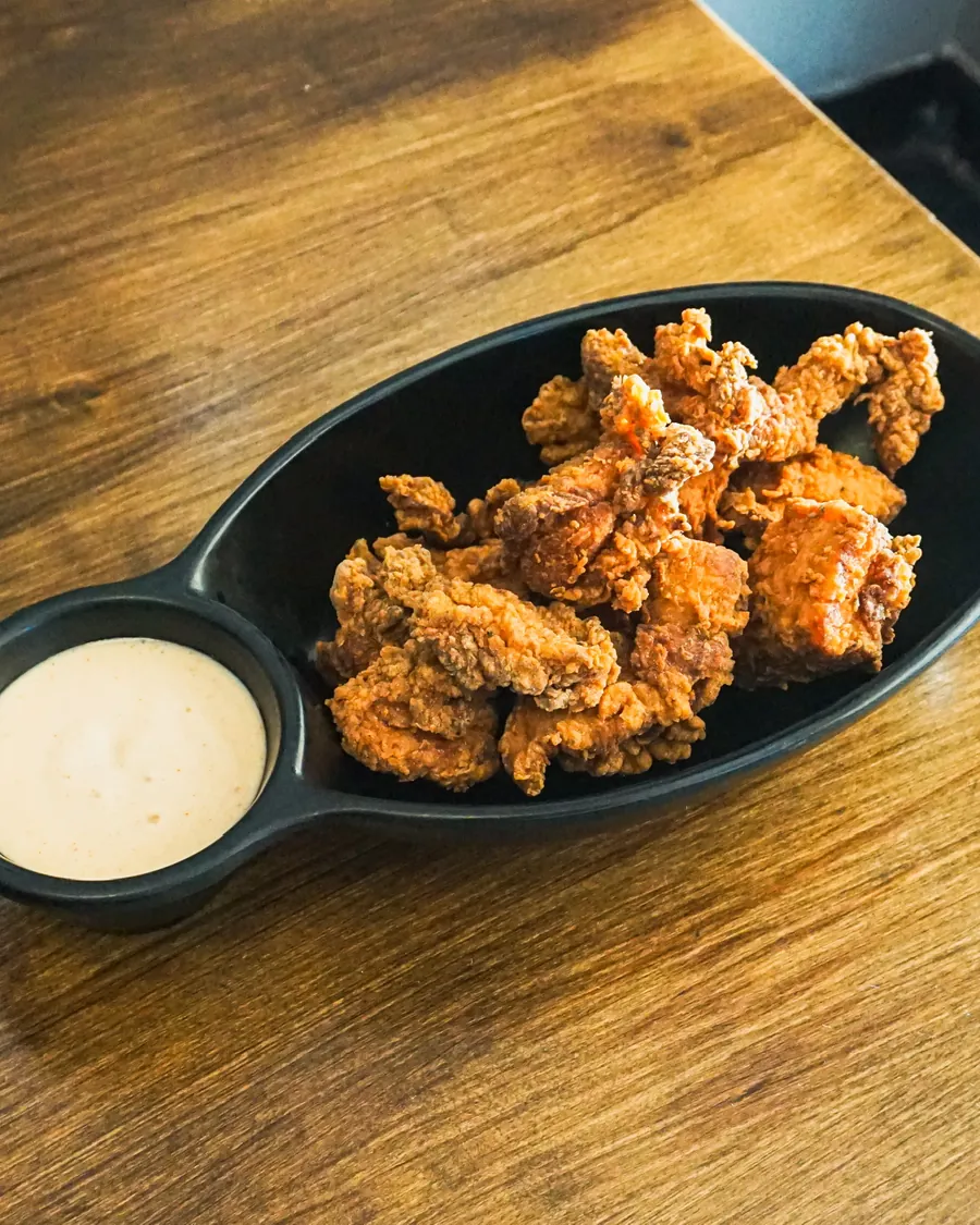 Karaage Japanese fried chicken with dipping sauce