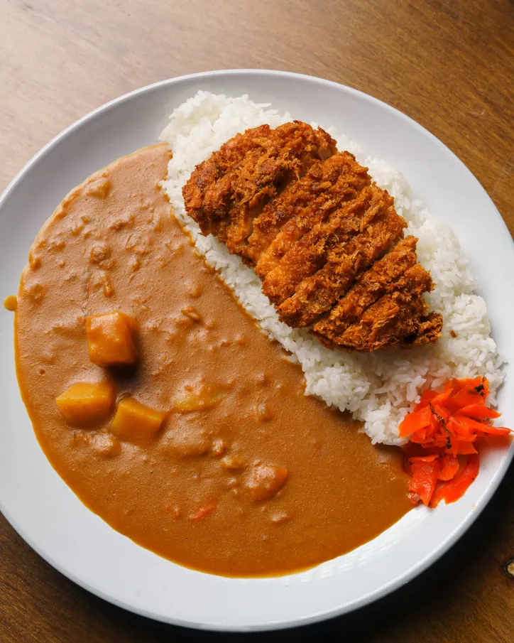 Chicken katsu curry over rice