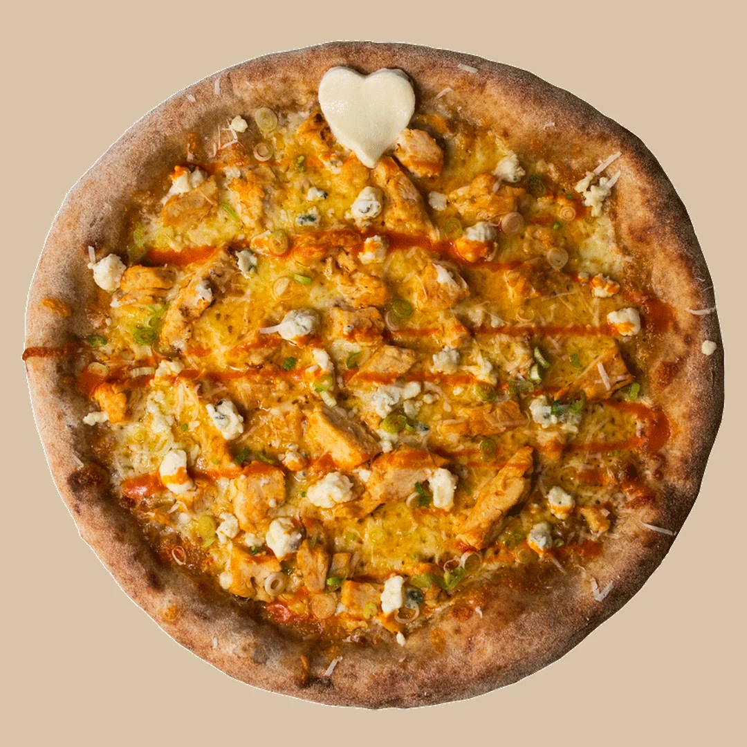 R W B — buffalo chicken, green onions, blue cheese — Leolo Pizza Open Mic Series