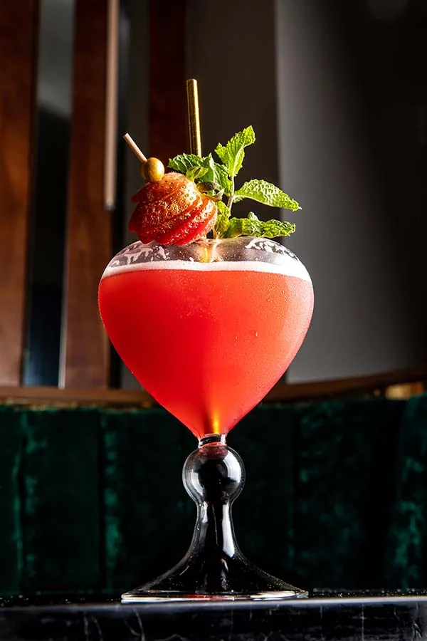 A cocktail on the bar at Roberta's Prime
