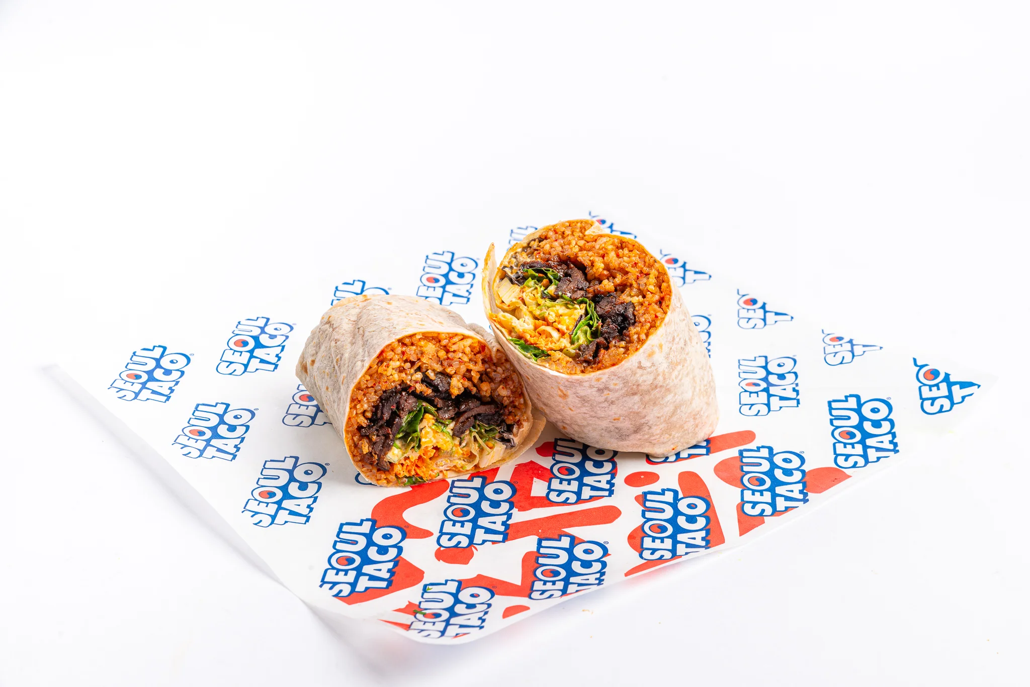 Kimchi fried rice burrito on Seoul Taco wrapper