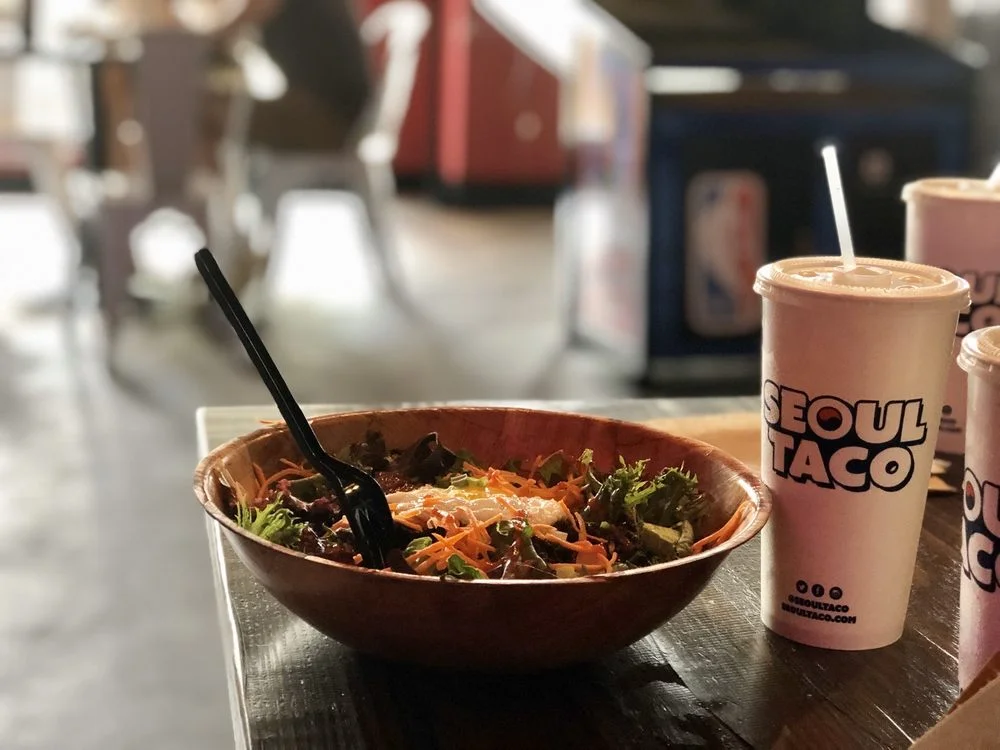 Bowl with Seoul Taco cups