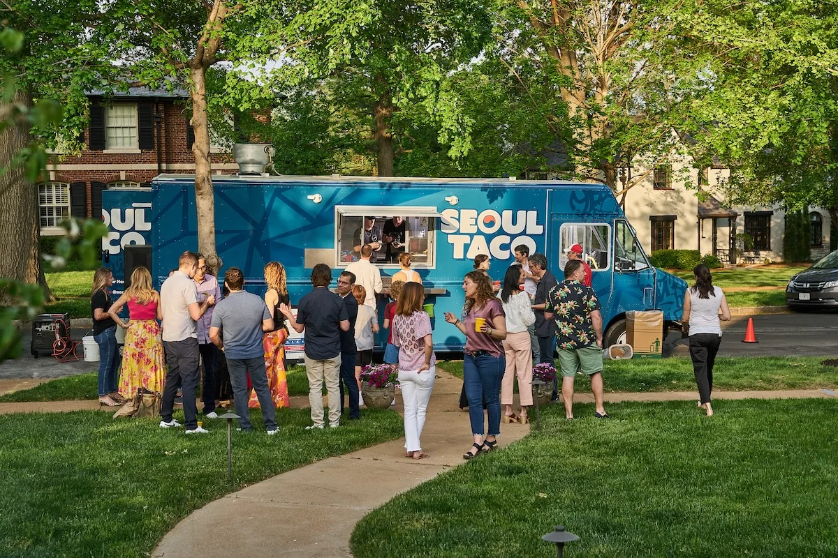 The Seoul Taco truck serving guests at a private event
