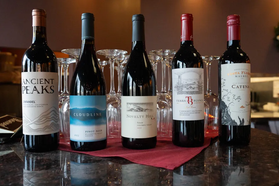 Wine selection at Simply Thai