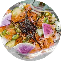 Fresh salmon poke bowl