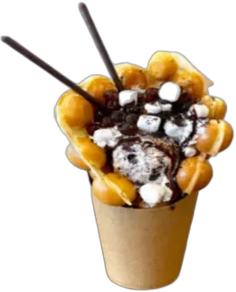 Egg Waffle Ice Cream Cone w. Bubble