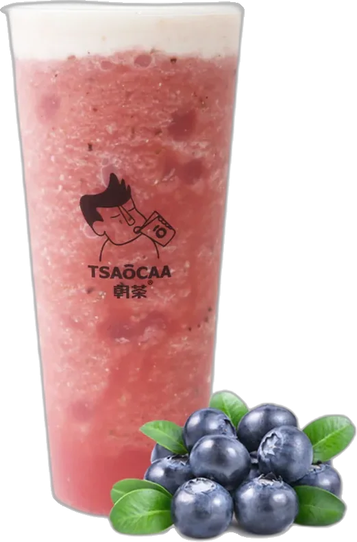 Iced Blueberry Green Tea Slush with Milk Foam