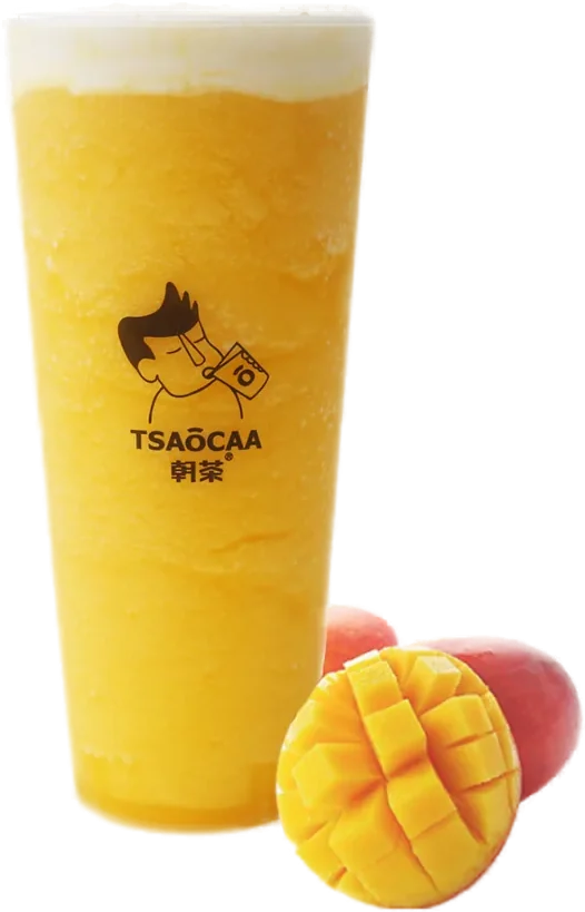Iced Mango Green Tea Slush with Milk Foam