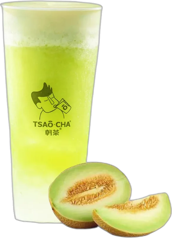 Iced Melon Tea Slush with Crystal Pearl & Milk Foam