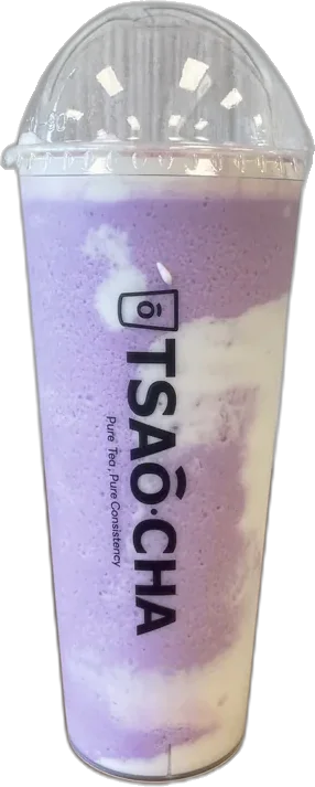 Iced Purple Taro Slush w. Crystal Pearl & Milk Foam