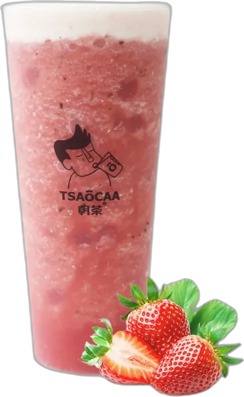 Iced Strawberry Green Tea Slush with Milk Foam