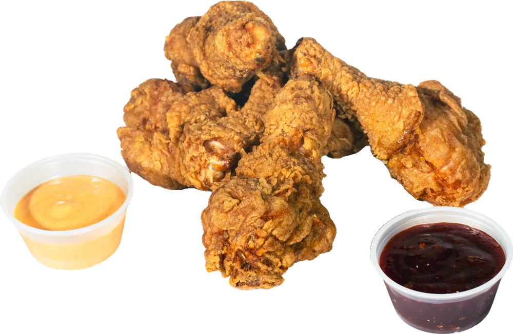 Tray of Ugly Tenders with dipping sauces