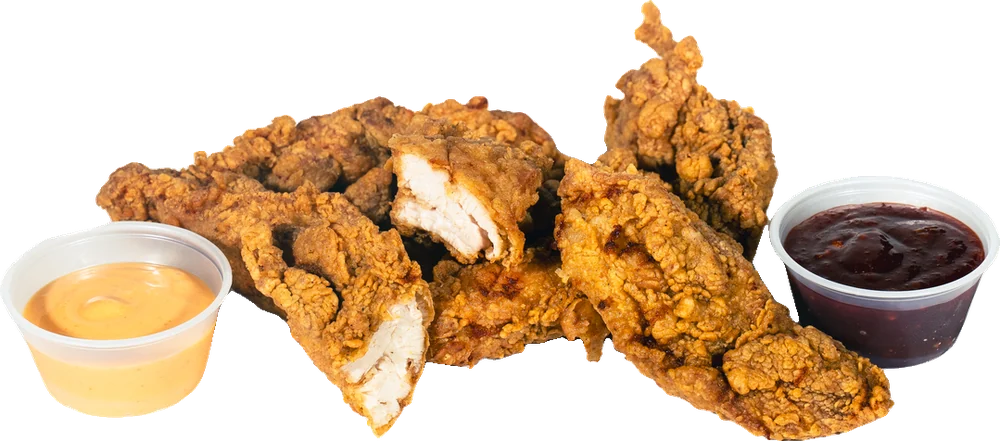 Ugly Tenders with dipping sauces